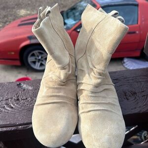 Cozy Plush suede Bootie in Soft Taupe